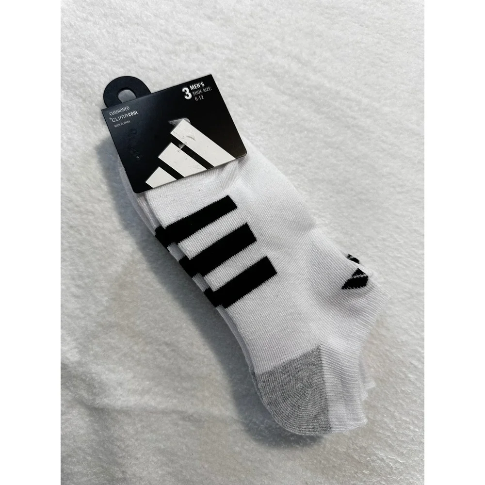 Adidas Mens ClimaCool No Show Socks 3-Pack White Black Grey Size 6-12 5157549A